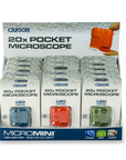 Carson Zakmicroscoop MicroMini 20x met UV en LED, 15 stuks Display