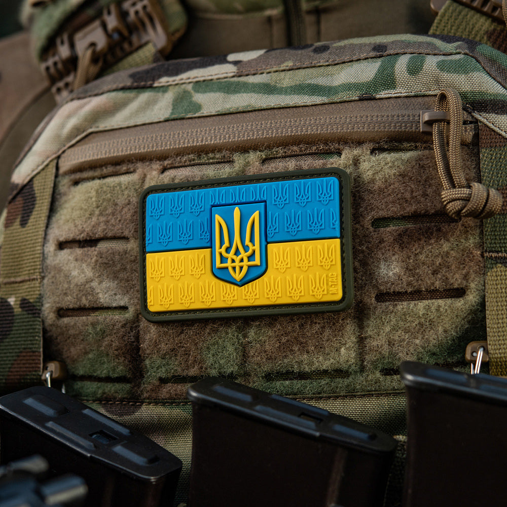 Patch the flag of Ukraine with the coat of arms in relief PVC