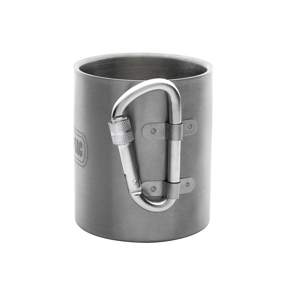Thermo mug with carabiner