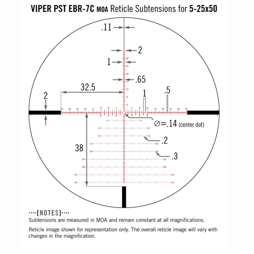 Vortex Viper PST Gen II 5-25x50 FFP Richtkijker, EBR-7C MOA
