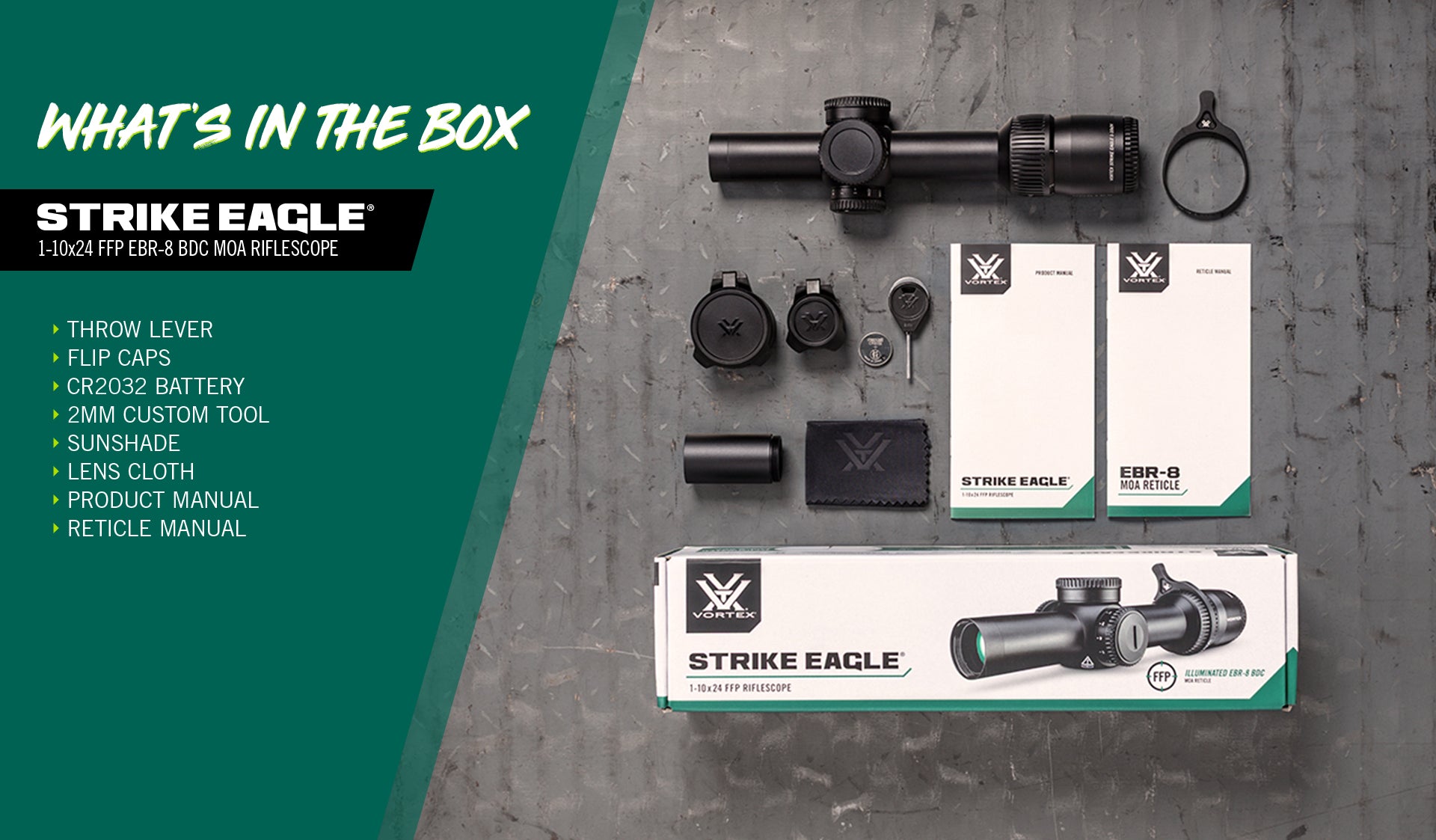 Vortex Richtkijker Strike Eagle 1-10x24 FFP, EBR-8 (MOA)