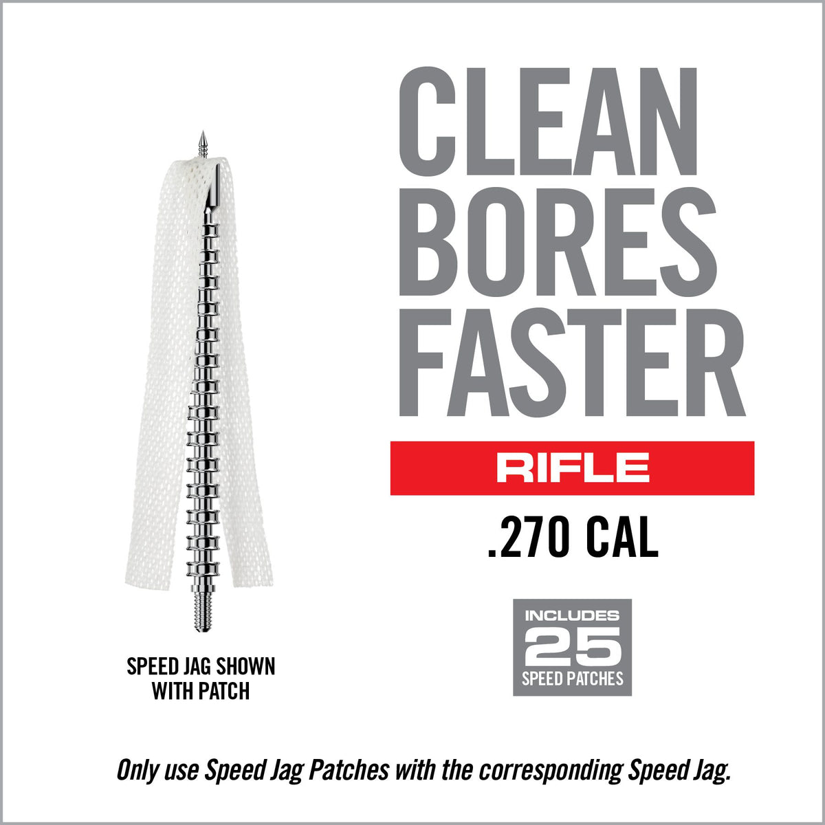Real Avid Bore-Max Speed Jag Rifle - .270 - 8/32" Thread, incl 25 Speed Patches