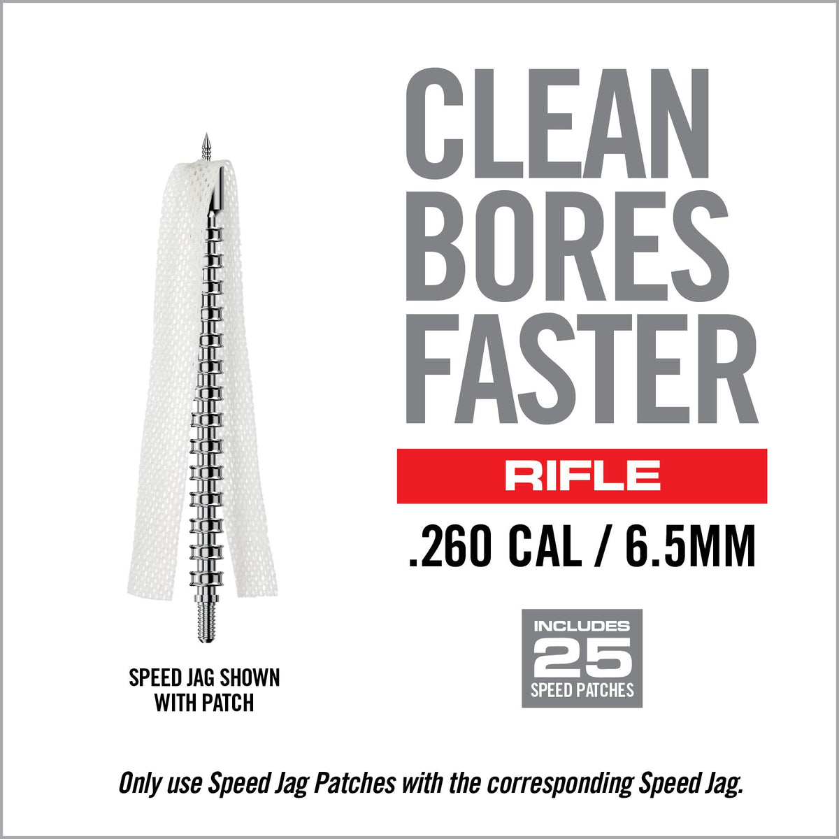 Real Avid Bore-Max Speed Jag Rifle - .260/6,5mm - 8/32" Thread, incl 25 Speed Patches