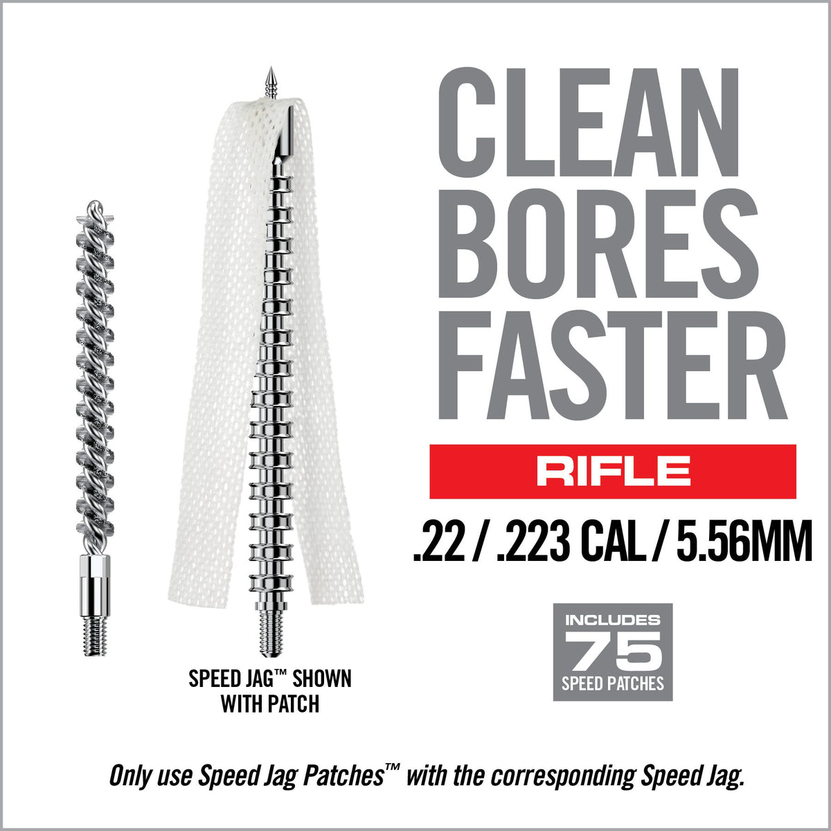 Real Avid Bore-Max Speed Clean System Rifle - .22/.223/5,56mm - 8/32" Thread, incl 75 Speed Patches