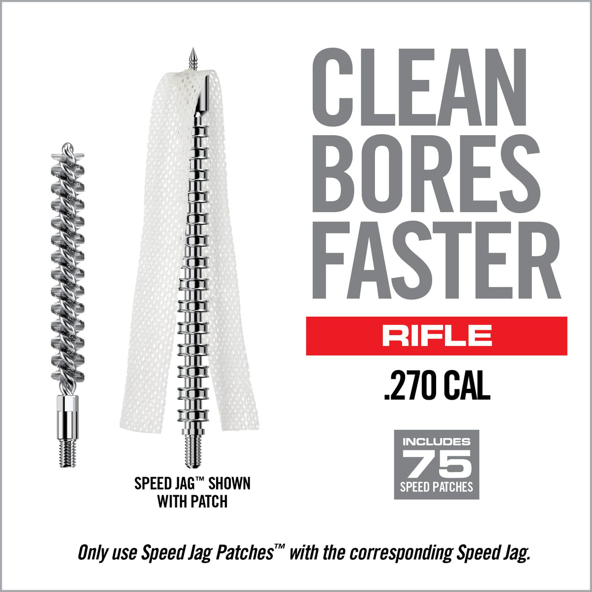 Real Avid Bore-Max Speed Clean System Rifle - .270 - 8/32" Thread, incl 75 Speed Patches