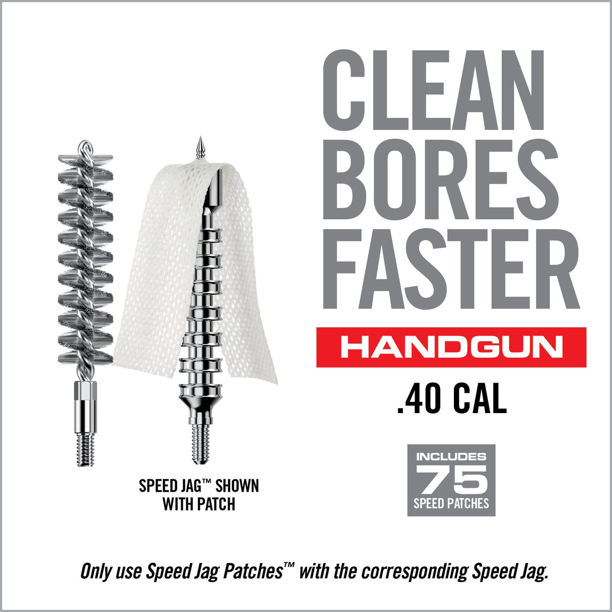 Real Avid Bore-Max Speed Clean System Handgun - .40 - 8/32" Thread, incl 75 Speed Patches