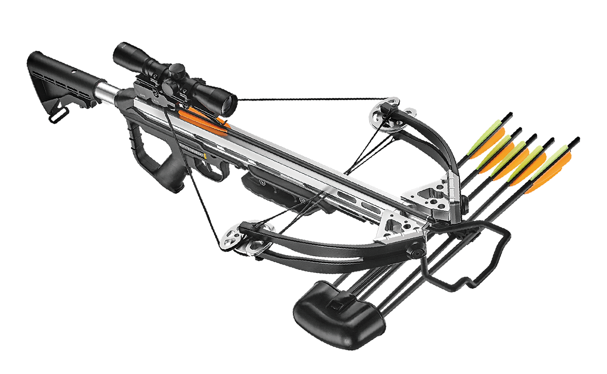 EK Archery Torpedo Original 185lbs, 4x32 scope, cocking rope, shoulder sling, 3 bolt quiver, 3x20" carbon bolts (D-067B3),