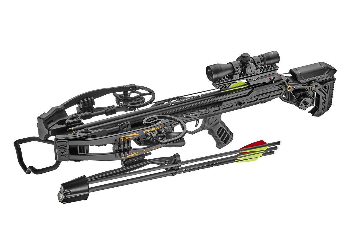 EK Archery Vulcan 415 Black 200lbs, 4x32 Scope, Integrated Silent Cranking System