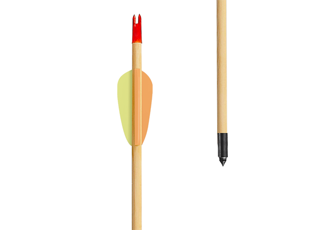 EK Archery Target Wood Arrow 30" Ø8.0MM Black Point p/stuk
