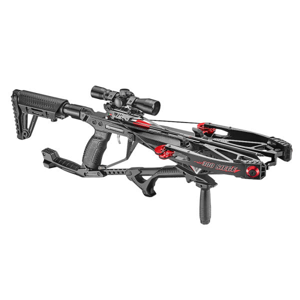 EK Archery Cobra Siege 300 Black, 95lbs, 3x 15,5" Carbon Bolts, Stringwax, Glasses, Tactical AR-stock, Sling, 4x32 Scope, Quick Detach Quiver, Sling, Bipod &amp; Fore-Grip