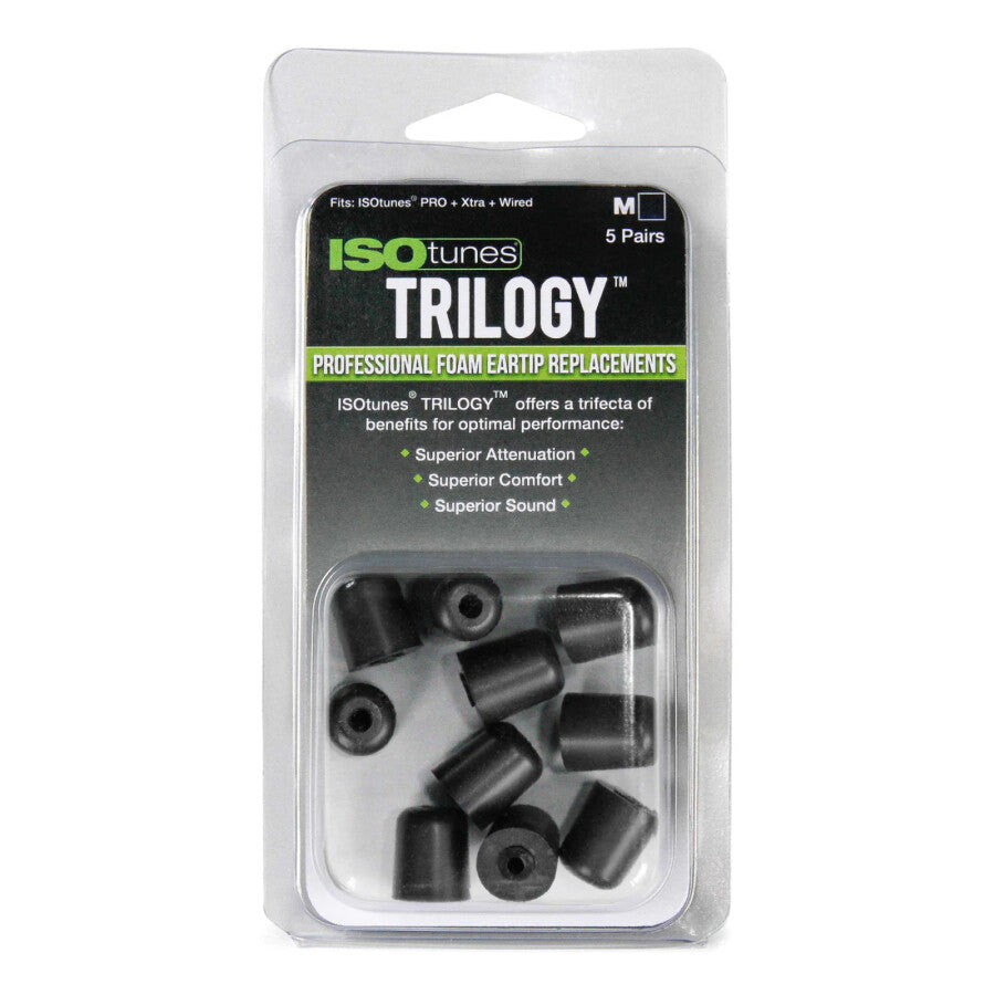 ISOTunes HP Advance/Caliber Trilogy Foam Tips Tall/Black Core M p/5