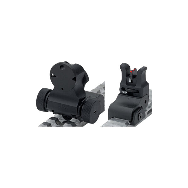 LPA Adj. Sight Set Picatinny/Weaver, 4 Ghost Rings &amp; Micrometer Windage Adjustment Rear Sight / Red Fibre Optic OR Fully Black Front Sight