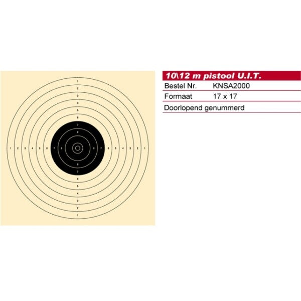 Schmid Paper Target 10/12m Pistol, Numbered, KNSA Logo, p/250