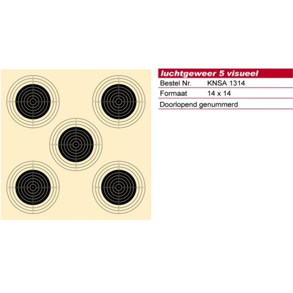 Schmid Paper Target 10m AirRifle, Numbered, KNSA Logo, p/250