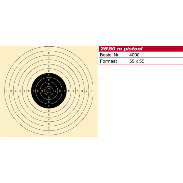 Schmid Paper Target 25/50m Pistol, 100m Rifle &amp; Muzzleloader, NOT Numbered, p/250