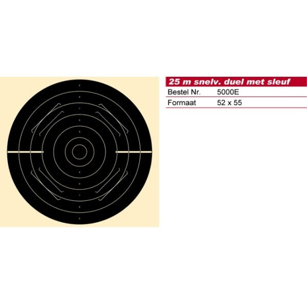 Schmid Paper Target 25m Pistol Rapid Fire/Duel with Slanted Mounting Slots, NOT Numbered, p/125